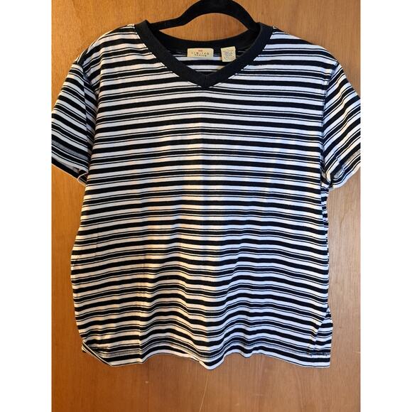 Women's Limited America Black and White Striped T-Shirt Size Large - Picture 1 of 7